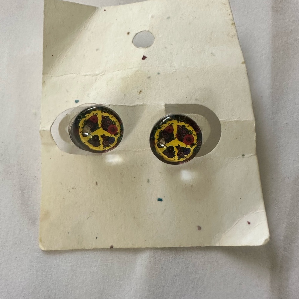 Peace Sign ☮️ Earrings Yellow, Red, Black